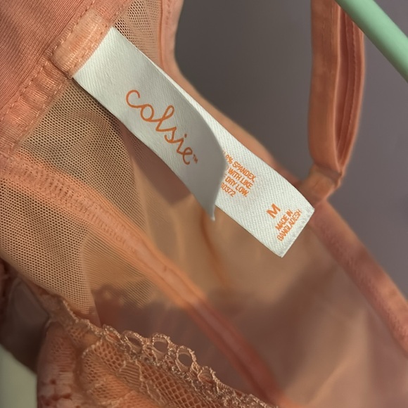 Colsie Peach Pink Lace Corset Bralette - Picture 4 of 4